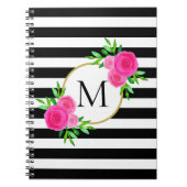 Schwarz-weißer Streifen in Aquarellfarbe Rosa, Flo Notizblock (Vorderseite)