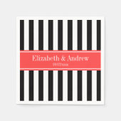 Schwarz-weißer Streifen-korallenrotes rotes Serviette (Vorderseite)