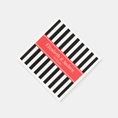 Schwarz-weißer Streifen-korallenrotes rotes Serviette (Ecke)