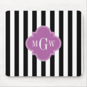 Schwarz-weißer Streifen Orchid Quatrefolie 3 Monog Mousepad (Vorne)