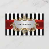 Schwarz-weißer Streifen, rote Schleife, Gerahmtes Visitenkarte (Vorderseite)