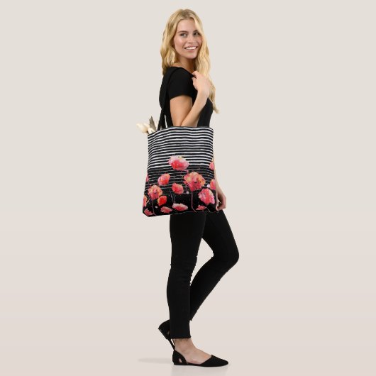 *~* Schwarz-weißer Streifen-rotes Tasche (Am Model)