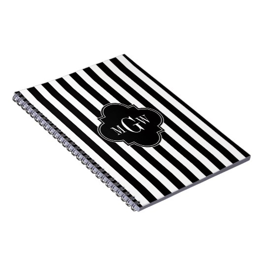 Schwarz-weißer Streifen, schwarze Quatrefolie 3 Mo Notizblock (Rechte Seite)