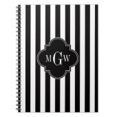 Schwarz-weißer Streifen, schwarze Quatrefolie 3 Mo Notizblock (Vorderseite)