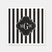 Schwarz-weißer Streifen, schwarze Quatrefolie 3 Mo Serviette (Vorderseite)