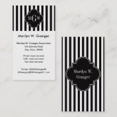 Schwarz-weißer Streifen, schwarze Quatrefolie 3 Mo Visitenkarte (Vorne/Hinten)