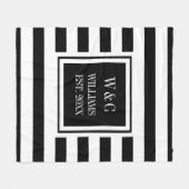 Schwarz-weißer Streifen Stilvolles Monogramm Fleecedecke (Vorderseite (Horizontal))