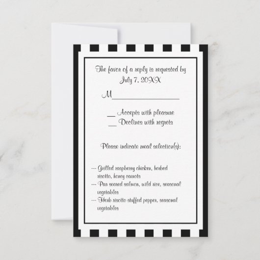 Schwarz-weißer Streifen UAWG 2 RSVP Karte (Rückseite)