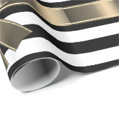 Schwarz-weißer STRIPE RIBBON BOW GEBURTSTAG Geschenkpapier (Rolleneckpunkt)