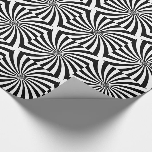 Schwarz-weißer Swirbel der optischen Illusion Geschenkpapier (Ecke)