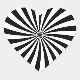 Schwarz-weißer Swirbel der optischen Illusion Herz-Aufkleber