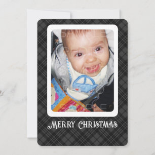 Schwarz-weißer Tartan karierter Winter Weihnachts- Feiertagskarte