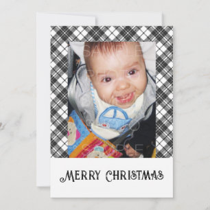 Schwarz-weißer Tartan karierter Winter Weihnachts- Feiertagskarte