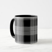 Schwarz-weißer Tartan-Karostoff Tasse (Vorderseite Links)
