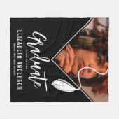 Schwarz-weißer Tassel Cap Foto Abschluss Fleecedecke (Vorderseite (Horizontal))