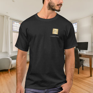 Schwarz-weißer Teamname Logo Geschäft T-Shirt