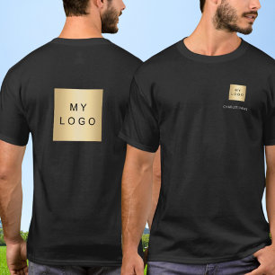 Schwarz-weißer Teamname Logo Geschäft T-Shirt
