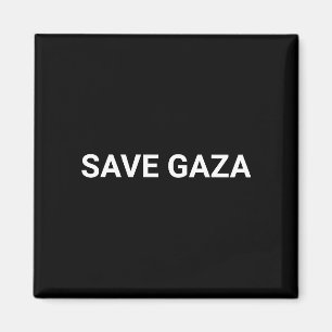 Schwarz-weißer Text aus Gaza auf Minimalismus gere Magnet