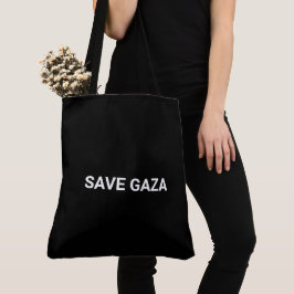 Schwarz-weißer Text aus Gaza auf Minimalismus gere Tasche