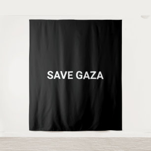 Schwarz-weißer Text aus Gaza auf Minimalismus gere Wandteppich