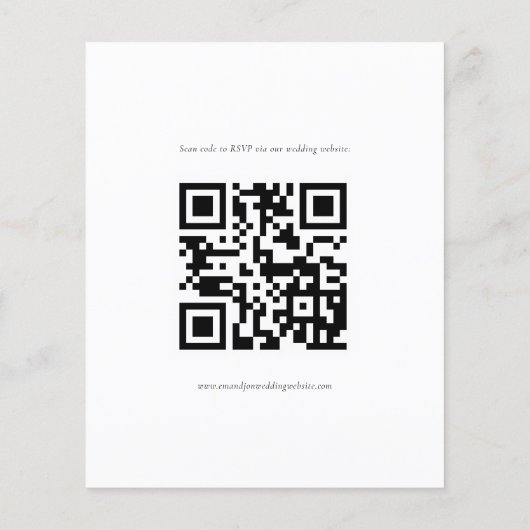 Schwarz-weißer Text QR Code Hochzeitsszenario (Rückseite)