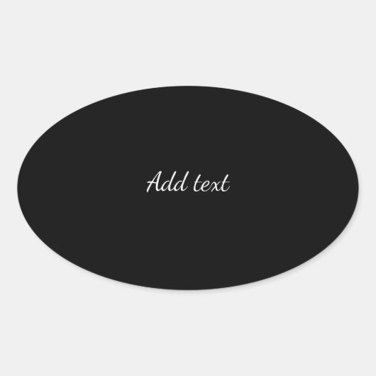 Schwarz, weißer Text, Vorlage Ovaler Aufkleber (Vorderseite)