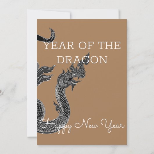 Schwarz-weißer thailändischer Drachenengel, Jahr d Einladung (Vorderseite)