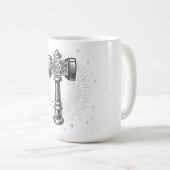 Schwarz-weißer Thors Hammer Mjolnir Kaffeetasse (VorderseiteRechts)