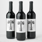 Schwarz-weißer Thors Hammer Mjolnir Weinetikett (Flaschen)