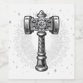 Schwarz-weißer Thors Hammer Mjolnir Weinetikett (Einzelnes Label)