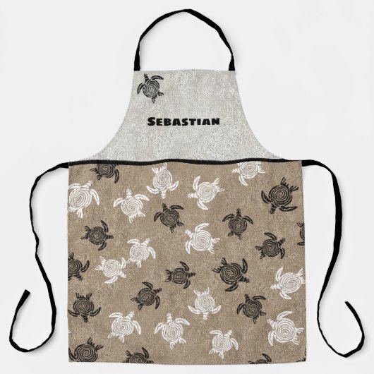 Schwarz-weißer Tribal Art Turtle Muster Individuel Schürze (Vorderseite)