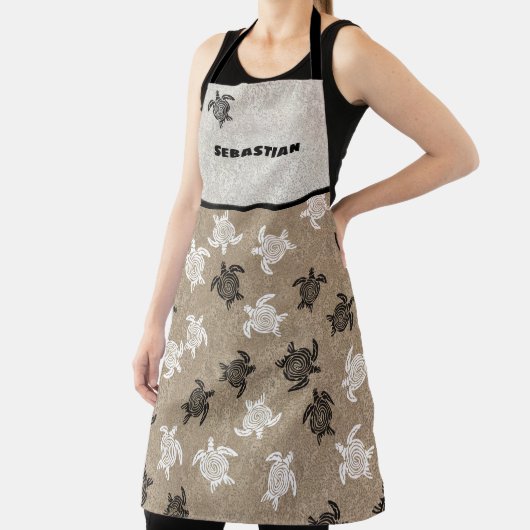 Schwarz-weißer Tribal Art Turtle Muster Individuel Schürze (InSitu)