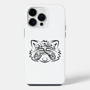 Schwarz-weißer tribaler Waschbär iPhone 14 Pro Max Hülle