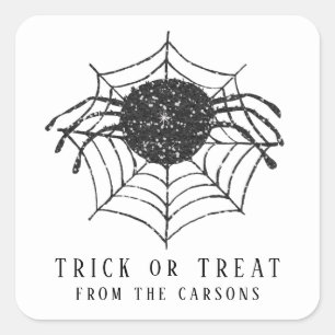 Schwarz-weißer Trick oder Treat Halloween Spiegele Quadratischer Aufkleber