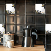 Schwarz-weißer und Gold-Glitzer Fliese