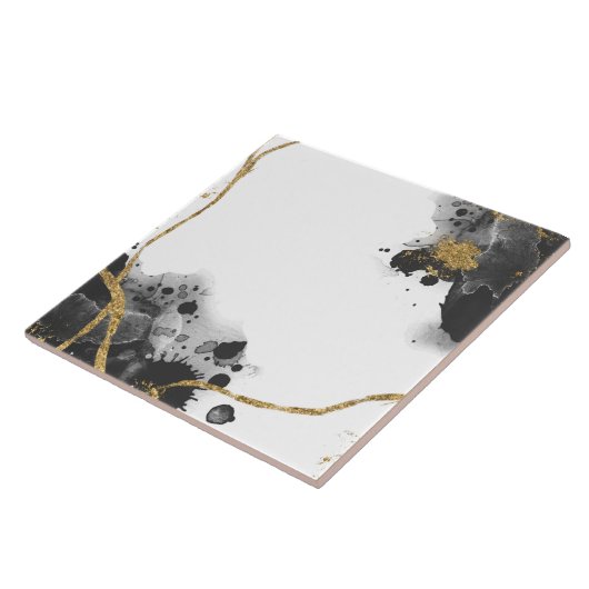 Schwarz-weißer und Gold-Glitzer Fliese (Seite)