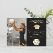 Schwarz-weißer und goldener Volleyball-Abschluss Ankündigung (Stehend Vorderseite)