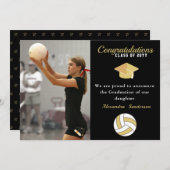 Schwarz-weißer und goldener Volleyball-Abschluss Ankündigung (Vorne/Hinten)