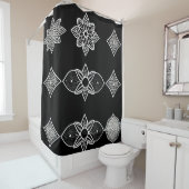 Schwarz-weißer und grauer Duschvorhang (Beispiel)