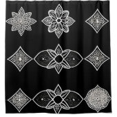 Schwarz-weißer und grauer Duschvorhang (Vorderseite)