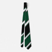 Schwarz-weißer und immergrüner Hochschulstreifen Krawatte (Rückseite)