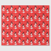 Schwarz-weißer und Red Happy Holidays Snowman Geschenkpapier (Flach)