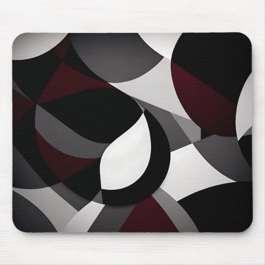 Schwarz-weißer und roter abstrakter Marmor Mousepad (Vorne)