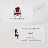 Schwarz-weißer und roter antiker Stuhl Visitenkarte (Vorne/Hinten)