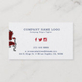 Schwarz-weißer und roter antiker Stuhl Visitenkarte (Rückseite)