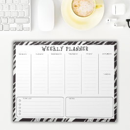 Schwarz-weißer undatierter vertikaler Wochenplaner Notizblock
