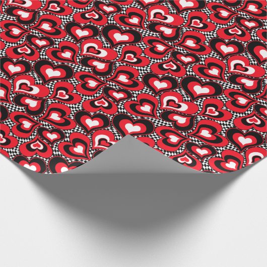 Schwarz-weißer Valentinstag Geschenkpapier (Ecke)