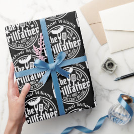 Schwarz-weißer Vater Personalisiert GRILLEN Grillv Geschenkpapier