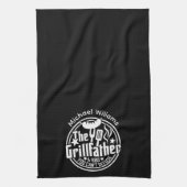 Schwarz-weißer Vater Personalisiert GRILLEN Grillv Geschirrtuch (Vertikal)