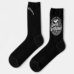 Schwarz-weißer Vater Personalisiert GRILLEN Grillv Socken